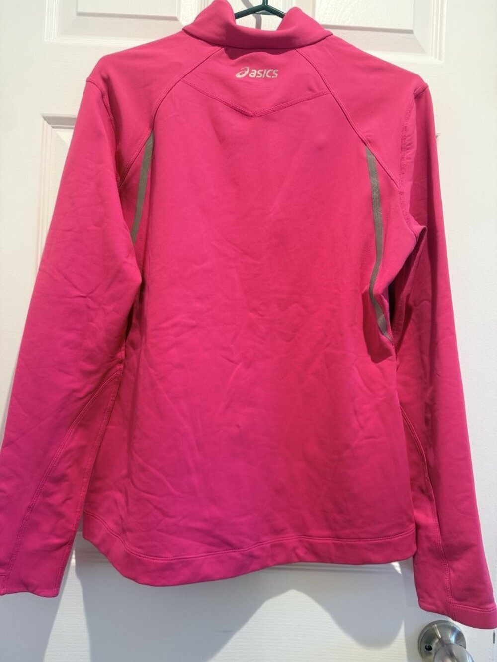 Asics Womens Size Large Thermal XP Half Zip Pink Running Long Sleeve WR2186 - Picture 3 of 10